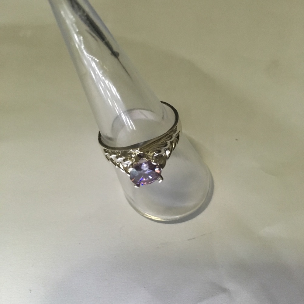 Size 7.5 purple moissanite 1 carat Sterling silver